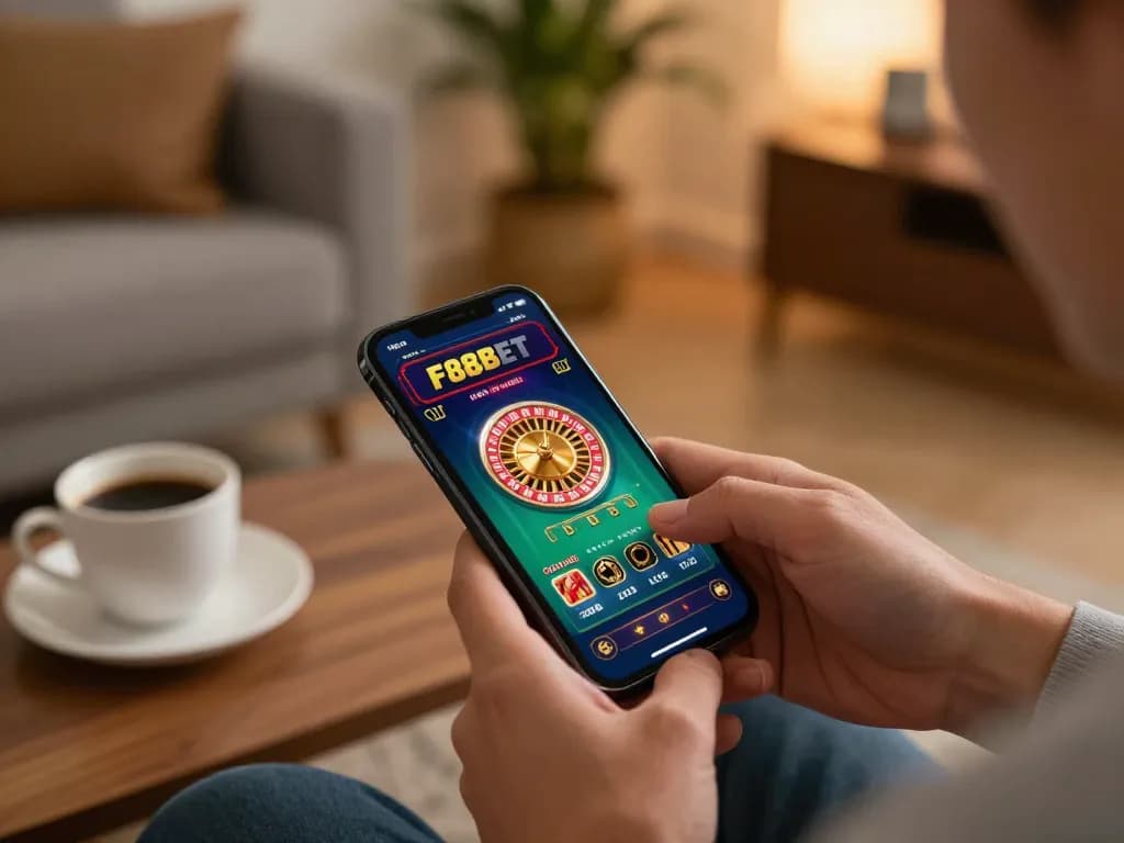 Engaging with the F88BET mobile app for an exciting online gambling experience.