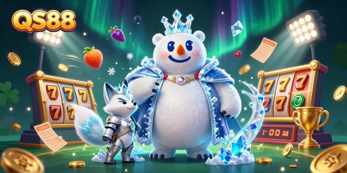 Engage with QS88's thrilling casino adventure featuring a polar bear king and rich gaming elements.