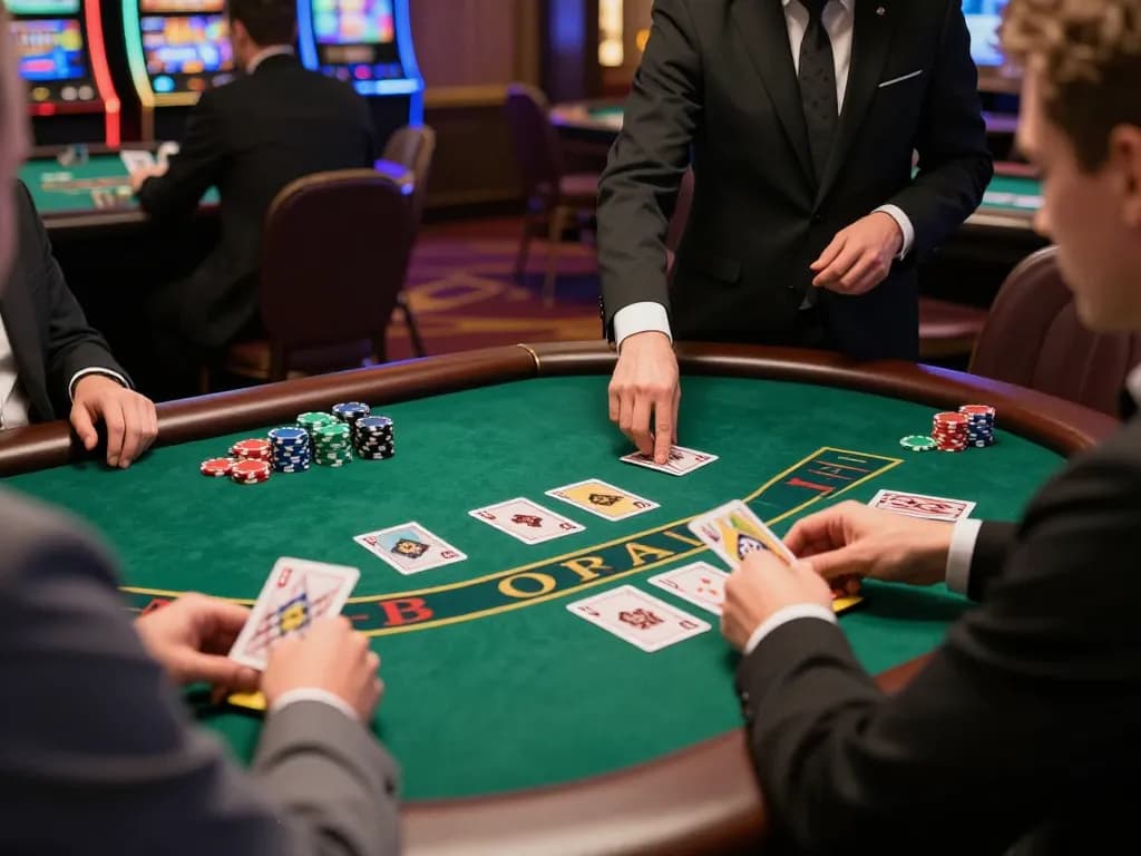 Engaging blackjack players at a ve88 casino table with strategic gameplay in action
