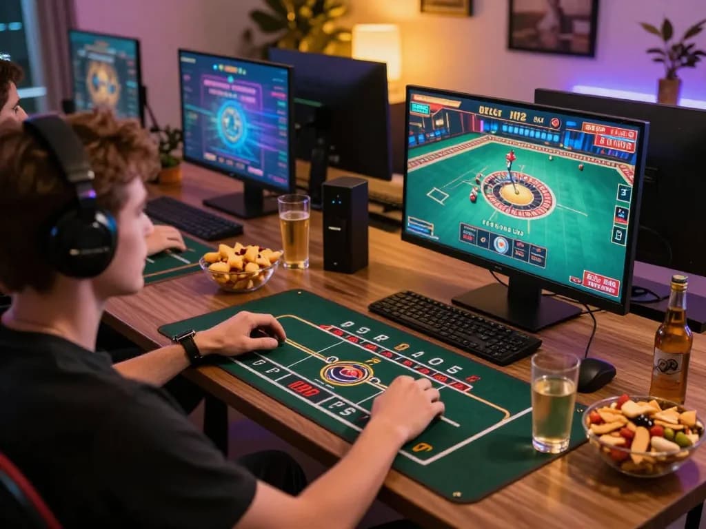 Play roulette online with 8live in a cozy home setting, capturing the excitement of online gaming.