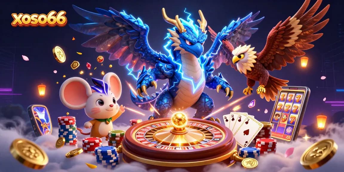 Xoso66 players engage with thrilling gaming elements in a dynamic online lottery scene filled with action.