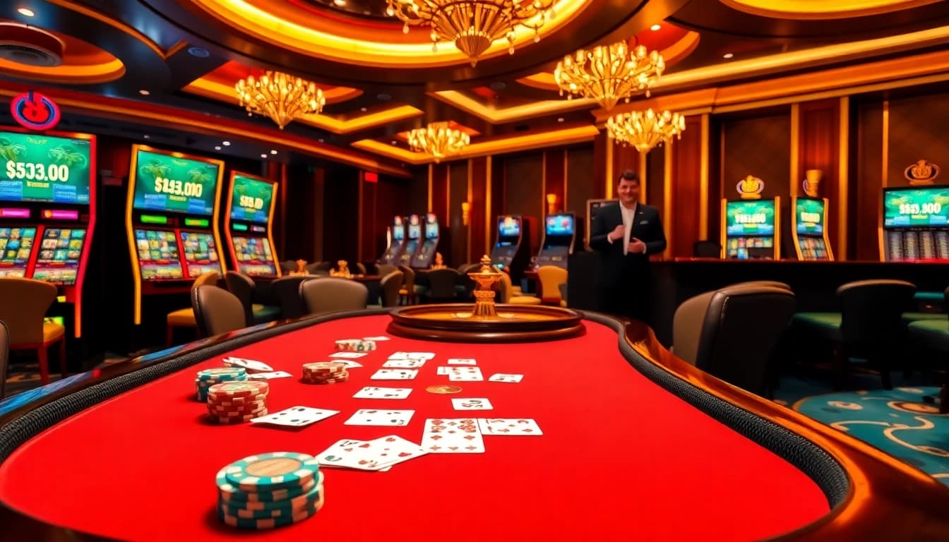 Exciting gaming action at tt88 casino featuring vibrant poker chips and a roulette wheel.