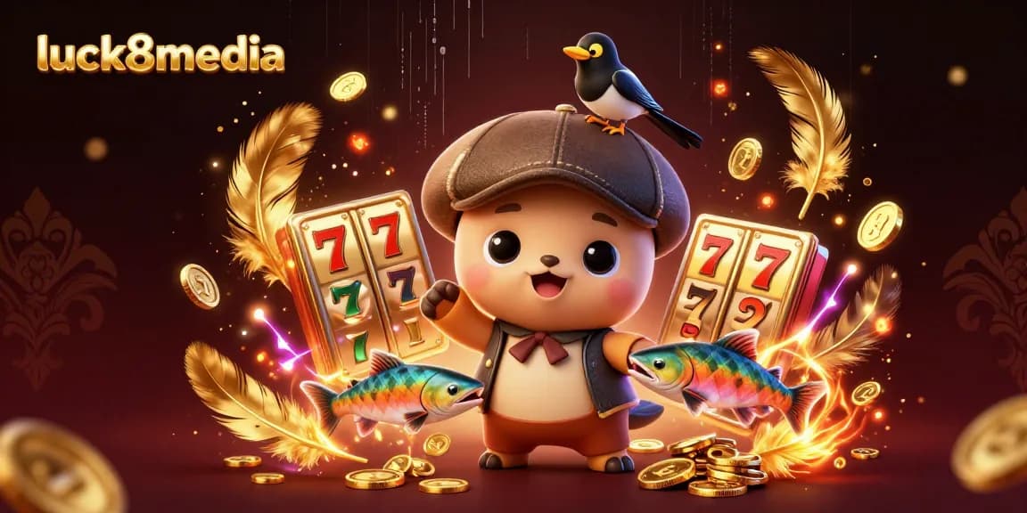 Join the fun at luck8media with cartoon Nessie and friends playing slots!