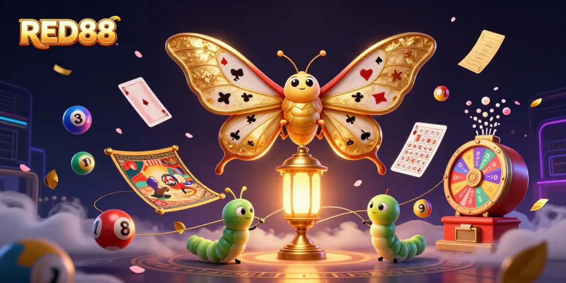 Experience thrilling gameplay at RED88 with a vibrant illustration showcasing casino excitement.