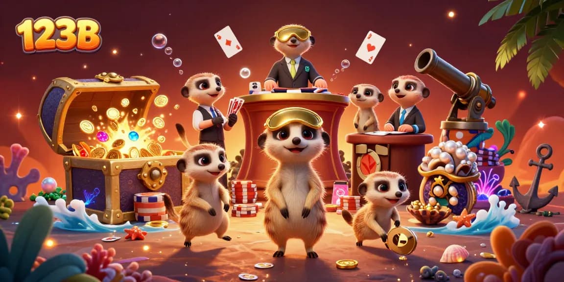 Experience exciting wins with 123 B as meerkats run a vibrant casino operation.