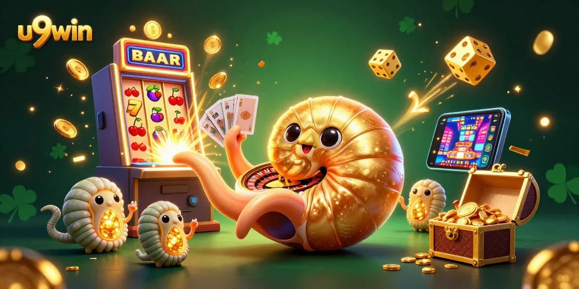 Spin and win big with u9win's 3D casino scene showcasing vibrant gaming excitement.