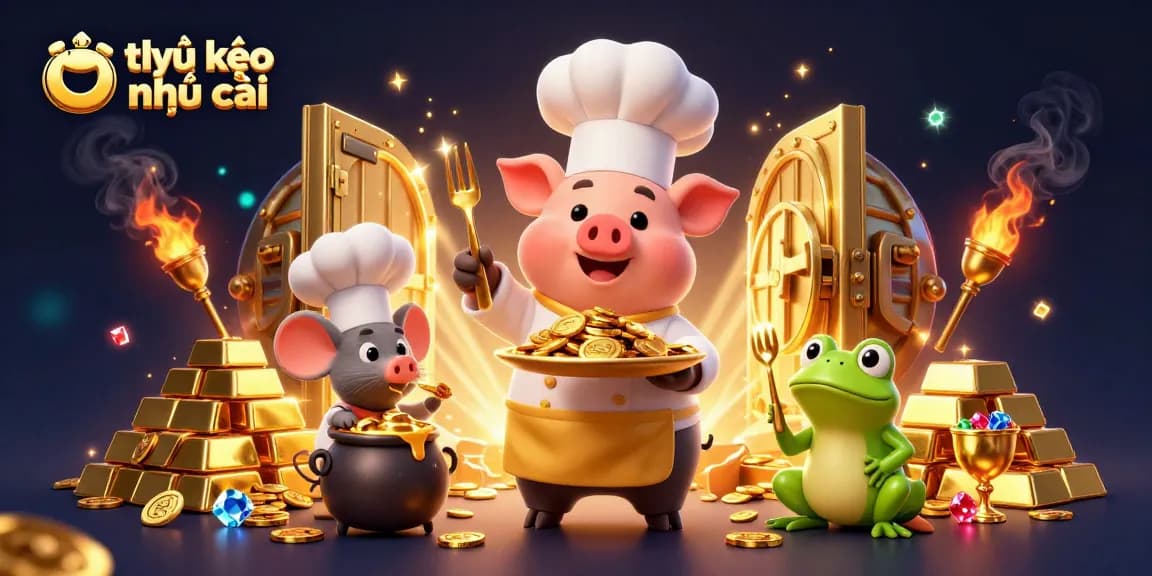 Play and win with tỷ lệ kèo nhà cái in this vibrant 3D casino scene featuring chef characters.