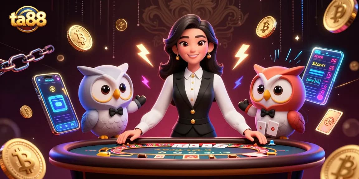 Engage in the exciting world of ta88 casino with dealers and vibrant game elements.