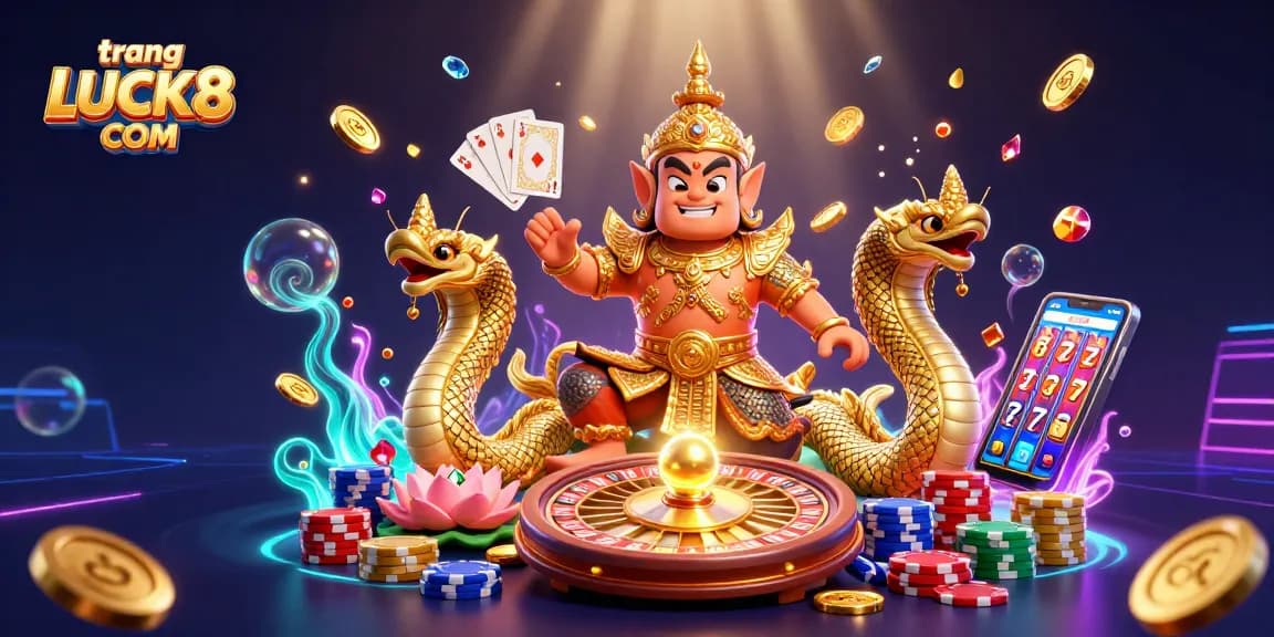 Engage with thrilling gameplay at trang LUCK8 COM featuring exciting casino characters and vibrant gaming elements.