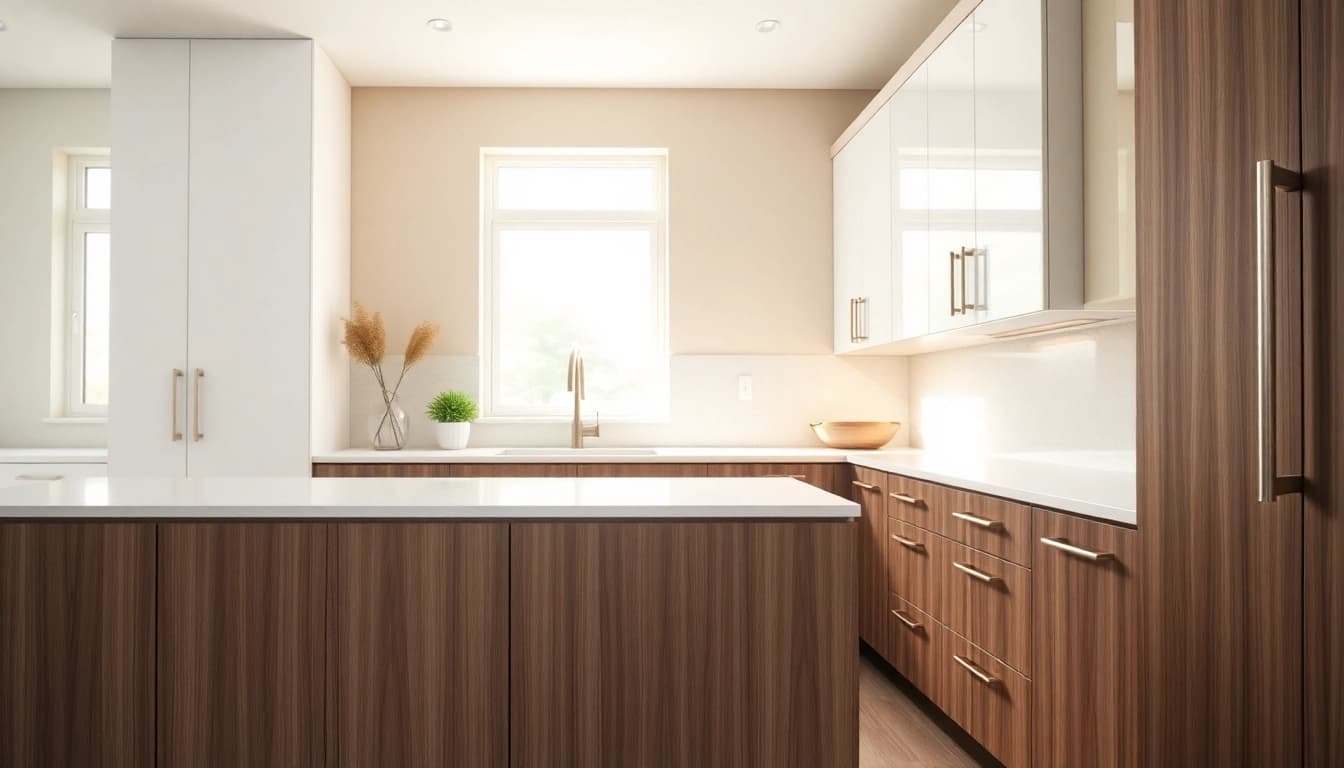 Stunning cabinet refacing Clearwater FL showcasing elegant, modern kitchen design with natural light.