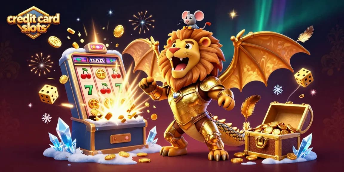 Engage with thrilling credit card slots in this vibrant 3D illustration of casino elements bursting with excitement.