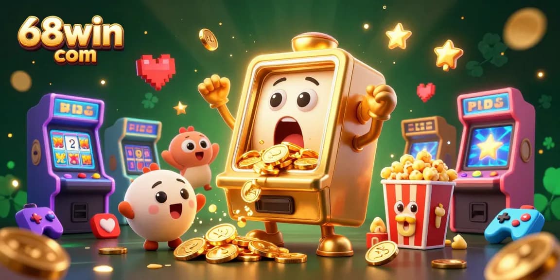 Experience the excitement of 68win com as golden slot machines celebrate their jackpot wins with vibrant game elements.