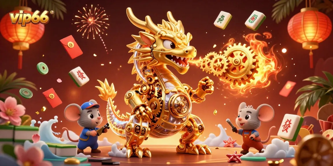 Engage in exciting vip66 gameplay alongside a golden dragon and a tiny engineer.