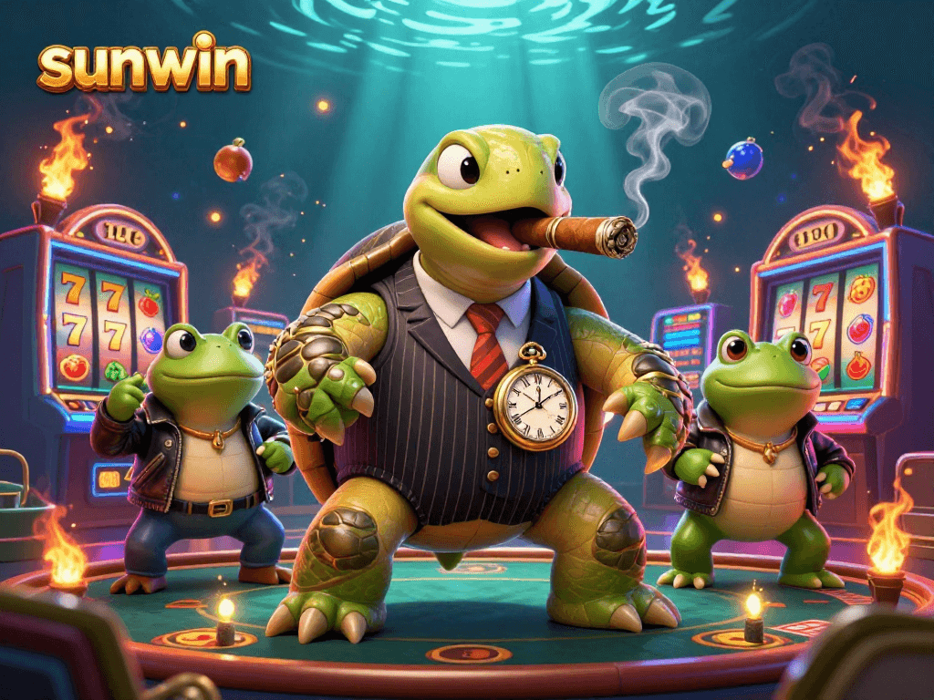 Experience thrilling slots action with sunwin's vibrant casino scene, featuring iconic 3D characters.