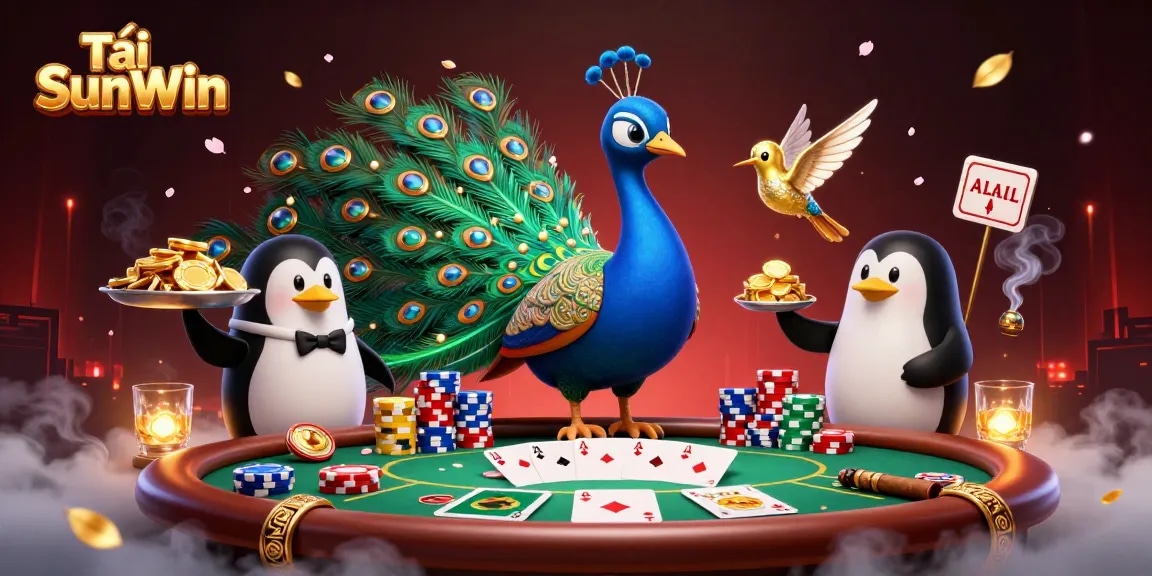 Tải SunWin offers thrilling gaming experiences with vibrant characters in a visually spectacular casino setup.
