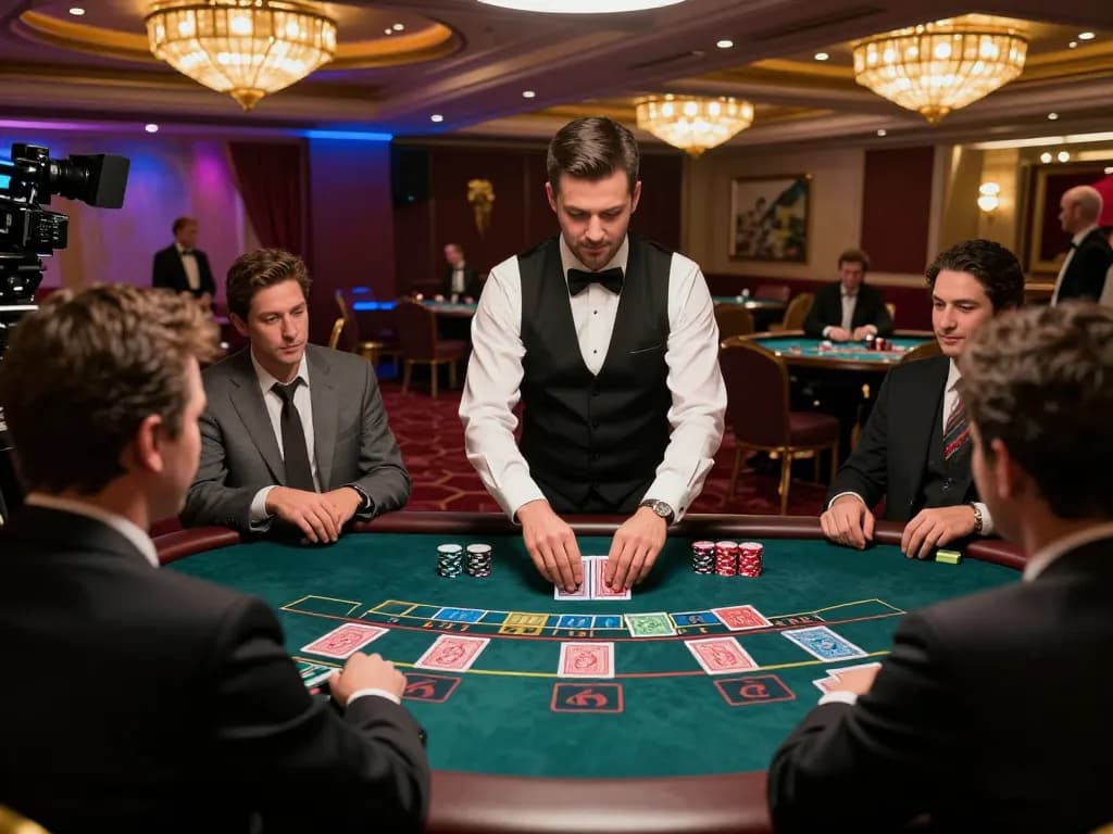 Intense player engaging in blackjack at MMOO casino table, highlighting strategic gameplay.