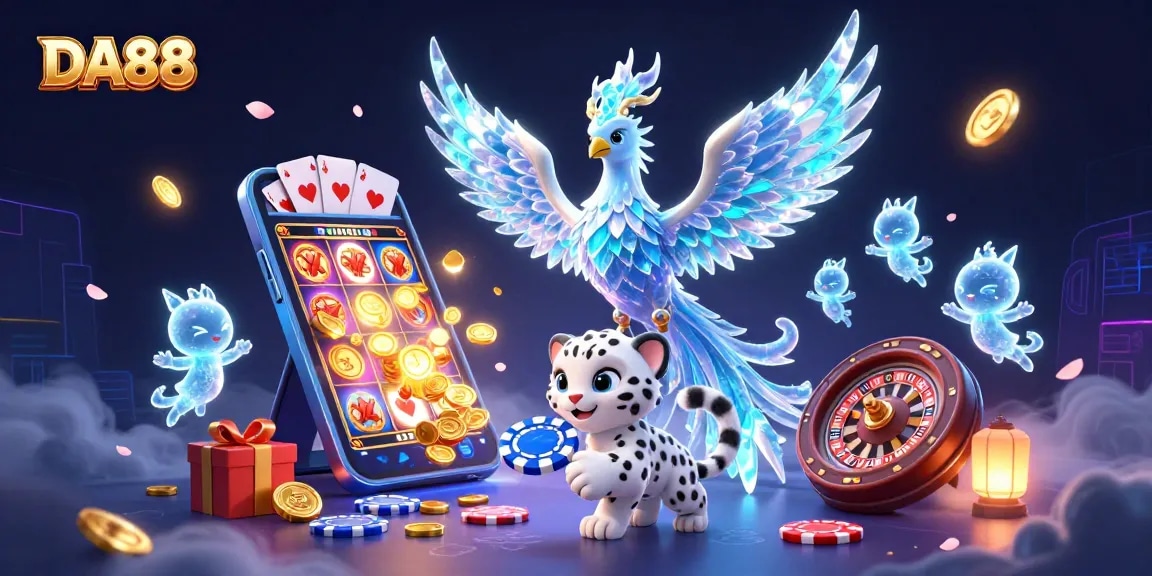 Experience the thrill of DA88 gaming with vibrant characters and dynamic casino elements.