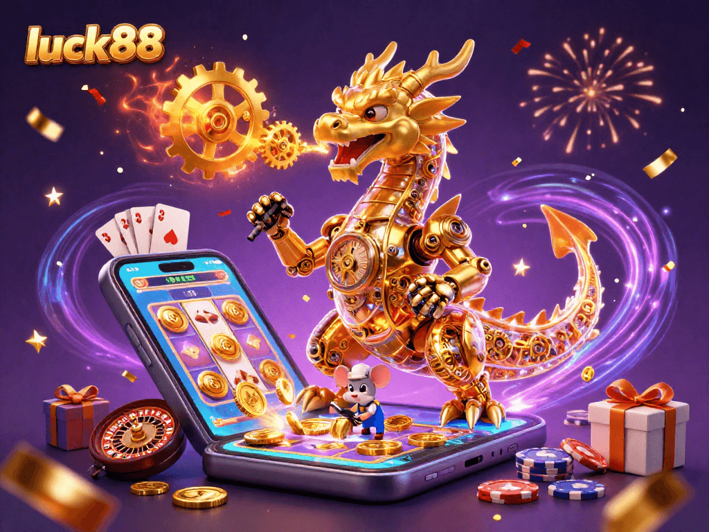 Experience luck88 with a golden dragon and exciting slot games bursting with coins.