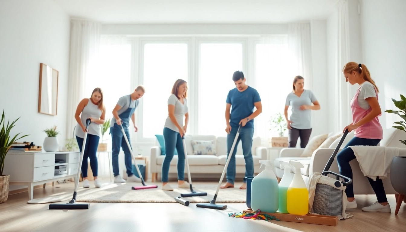 Cleaning services calgary team actively working in a tidy, well-lit home environment, showcasing professionalism.