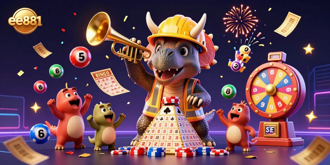 Experience the thrill of ee881 with triceratops and friends celebrating a dynamic lottery scene filled with excitement.