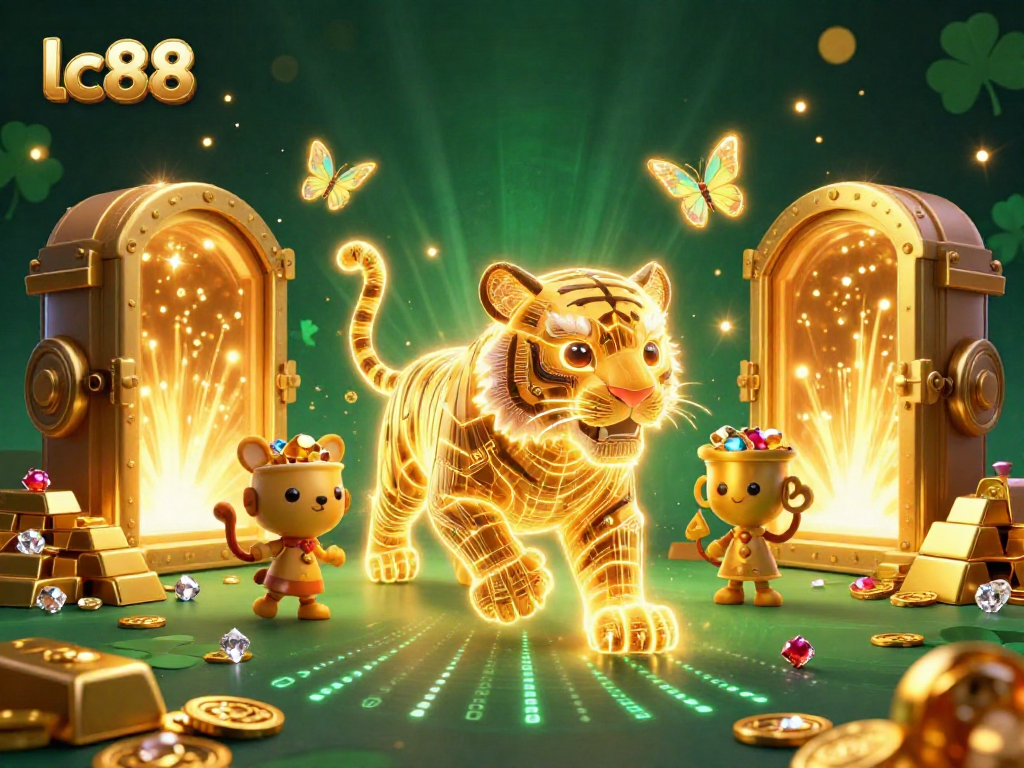 Experience winning thrills at lc88 with a vibrant digital casino illustration packed with treasures.