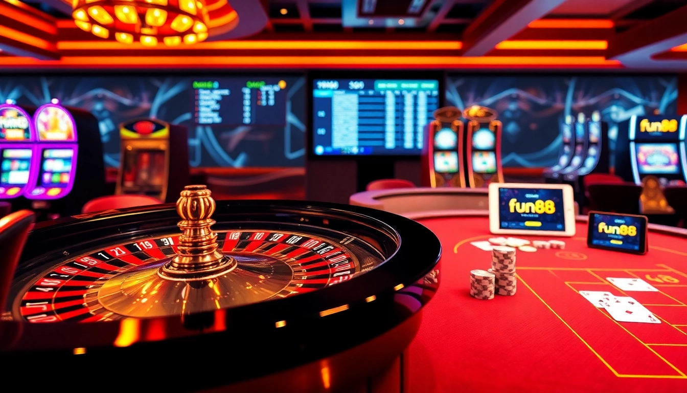 Experience fun88 nhà cái with vibrant casino gaming elements, showcasing excitement and luxury.