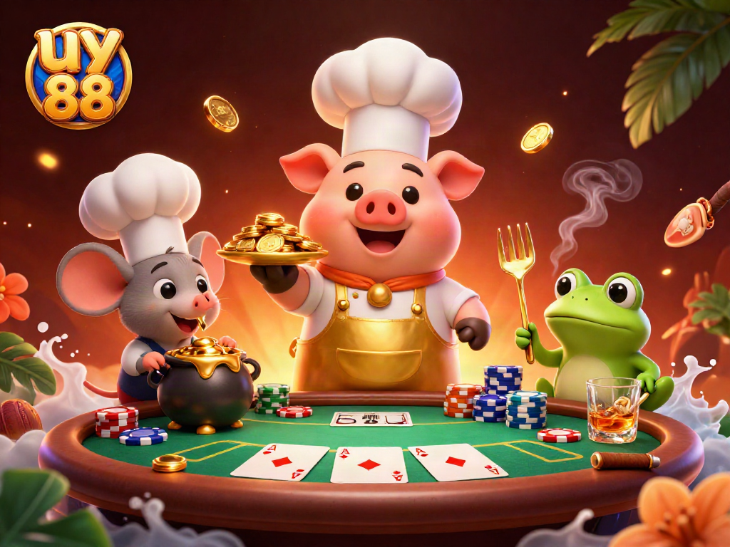 Enjoy an exciting uy 88 casino scene with lively characters and vibrant poker elements