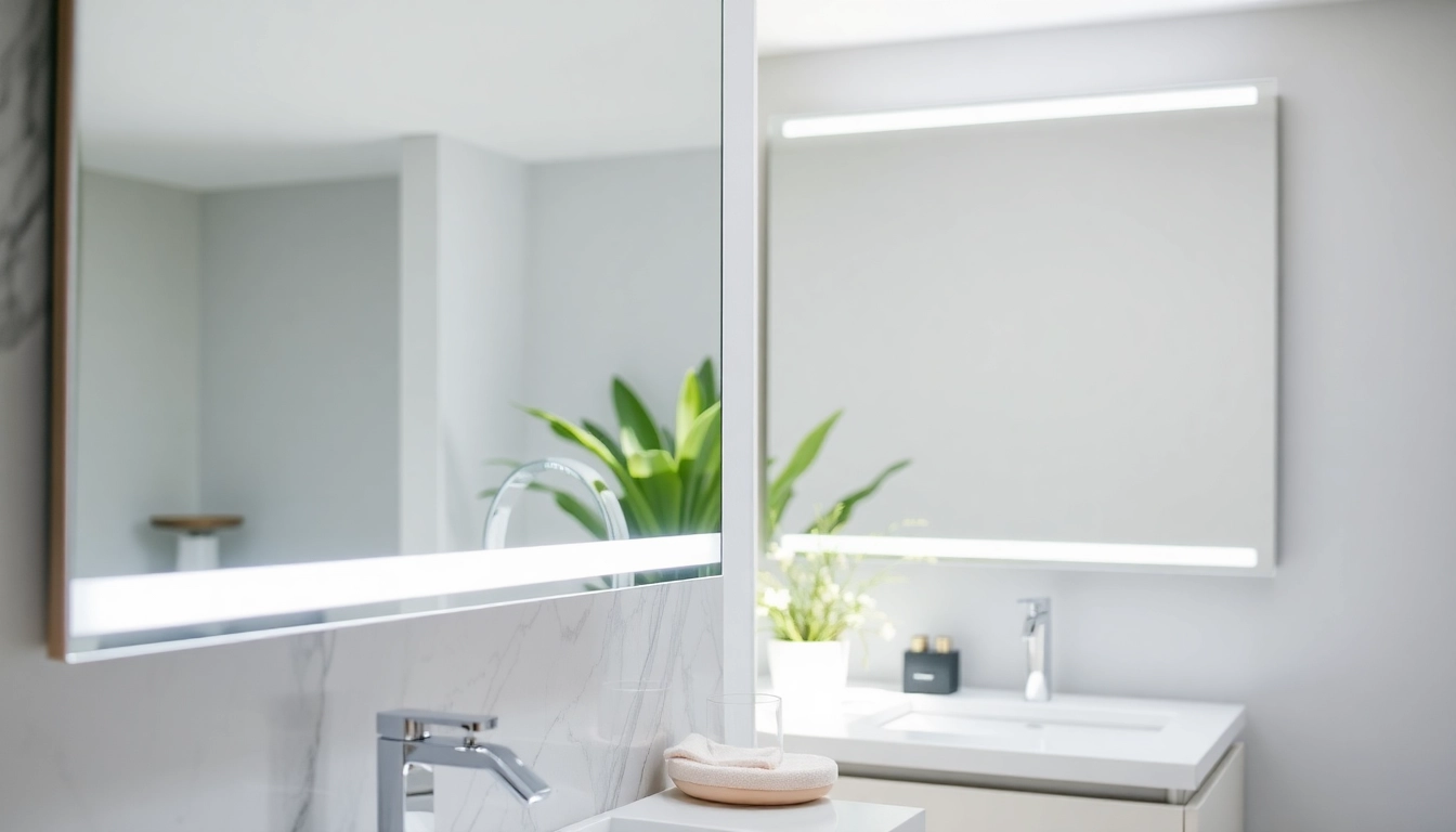 Illuminate your space with this elegant led mirror featuring a sleek design and integrated lighting.