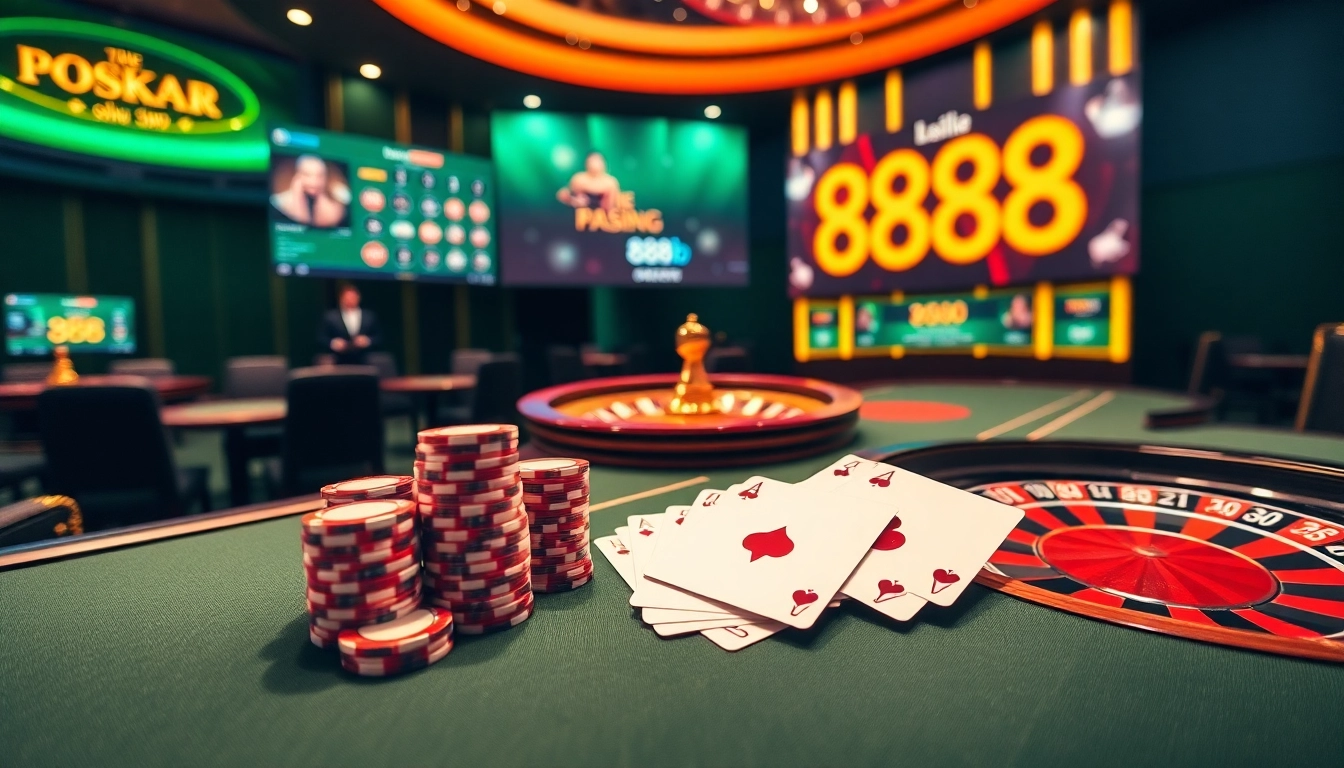 Players enjoying high-stakes poker at 888b's luxurious casino table.