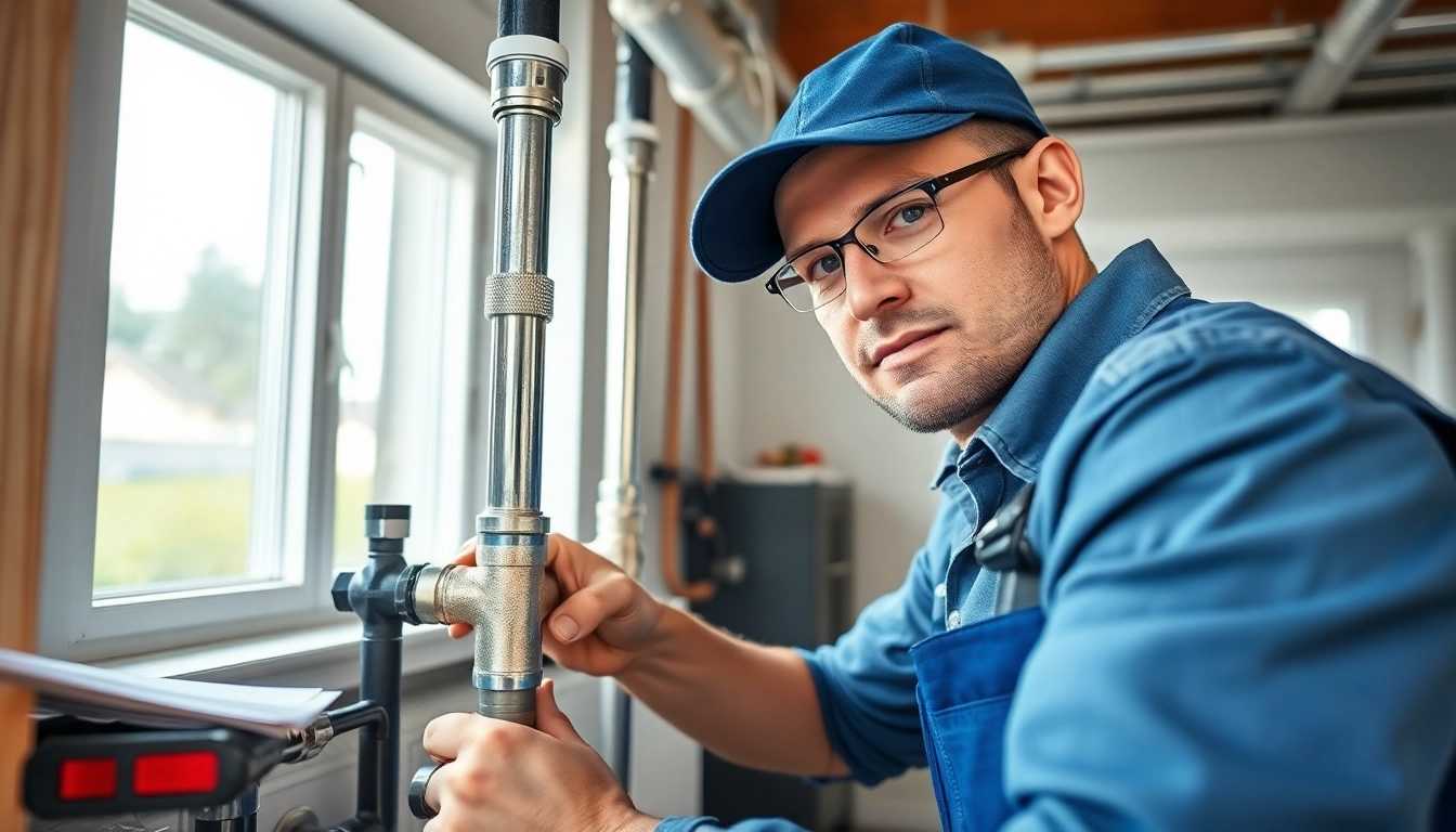 Experience whole house repiping services Tampa with a professional plumber at work in a bright, modern setting.