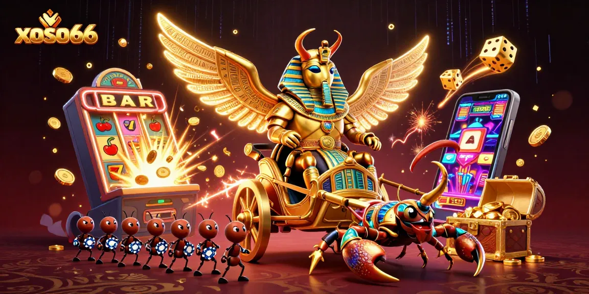 Immerse yourself in the thrilling world of xoso66 lottery with vibrant 3D illustration of epic characters and gaming elements.