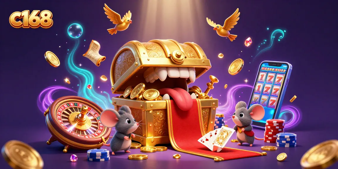 c168 attracts adventurers with a 3D casino scene filled with riches and exciting games