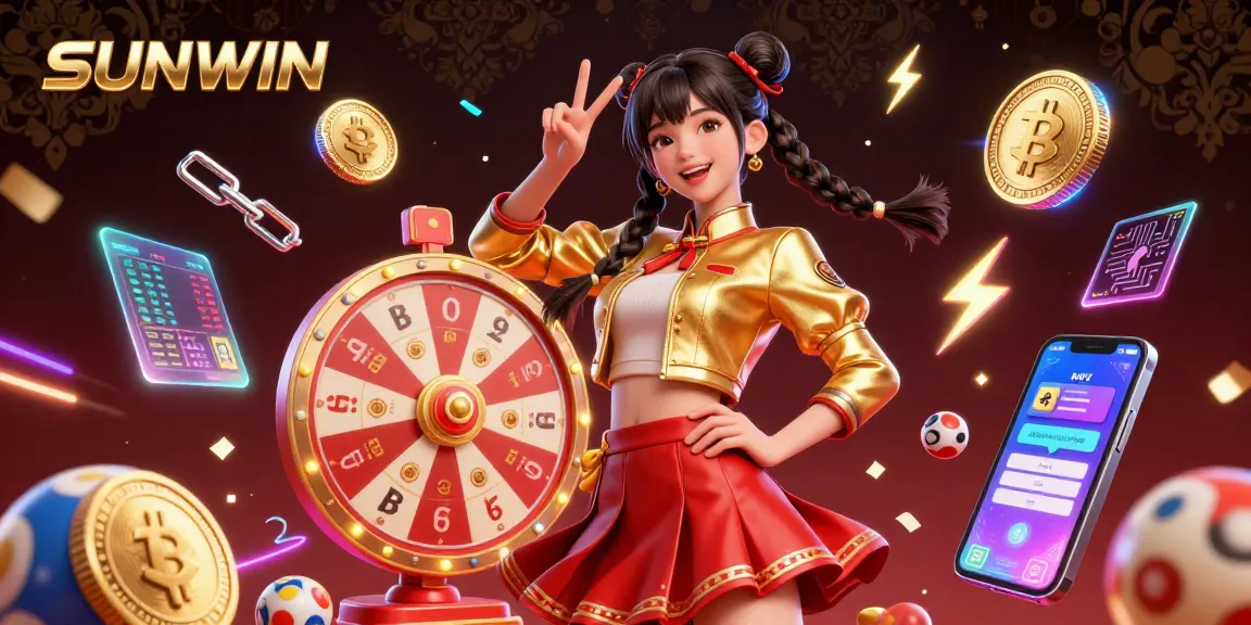 SUNWIN shines brightly with vibrant lottery elements and stunning visuals showcasing a fun casino atmosphere.