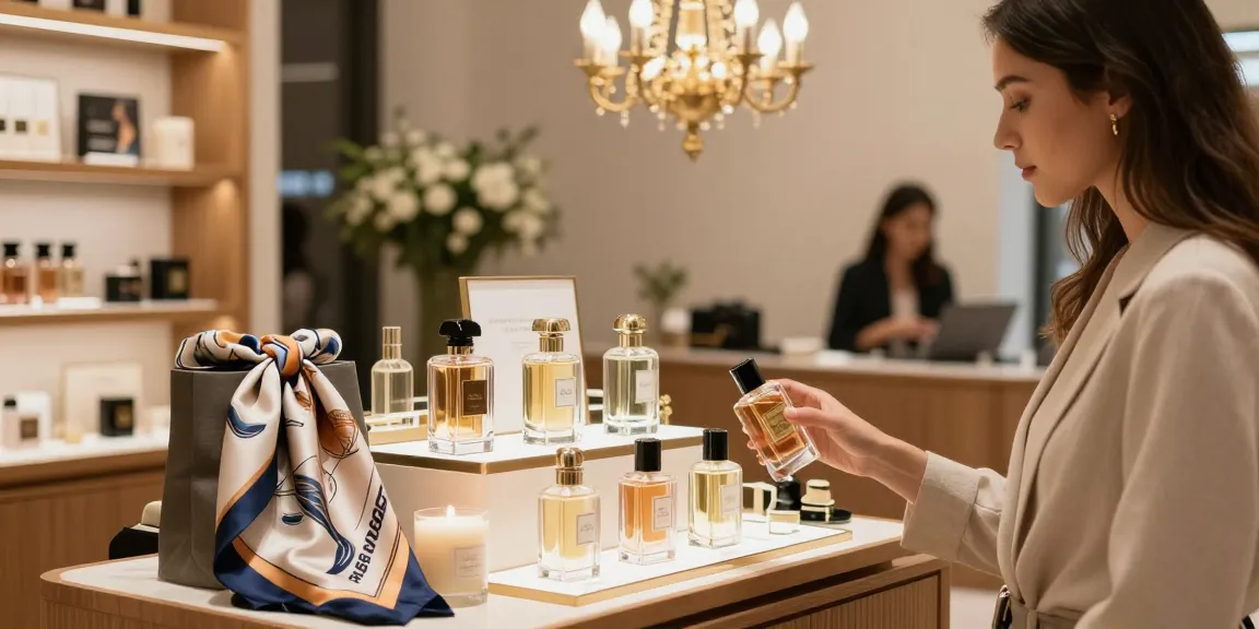 Experience the luxurious Razanomade fragrance in an upscale boutique setting, showcasing elegance and sophistication.