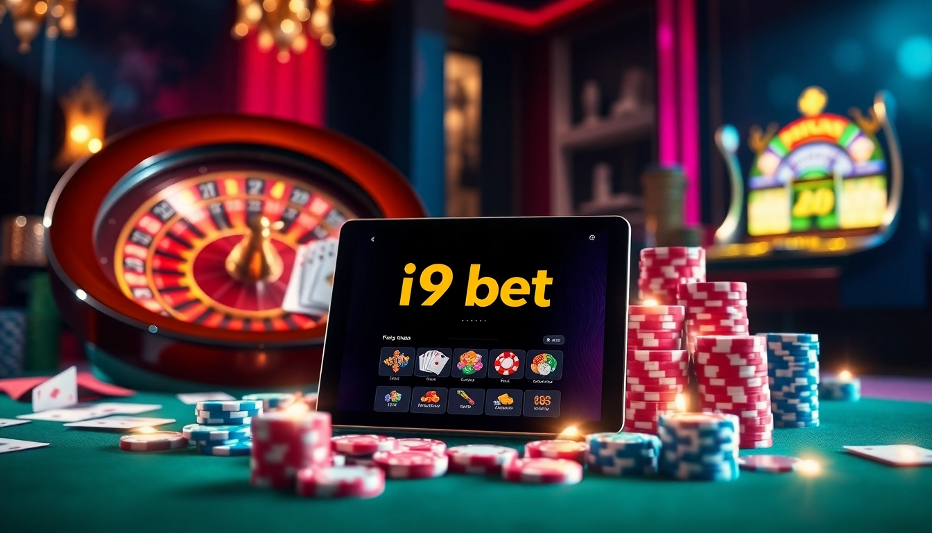 Players engaging with the thrilling i9bet online gambling interface featuring vibrant poker chips and cards.