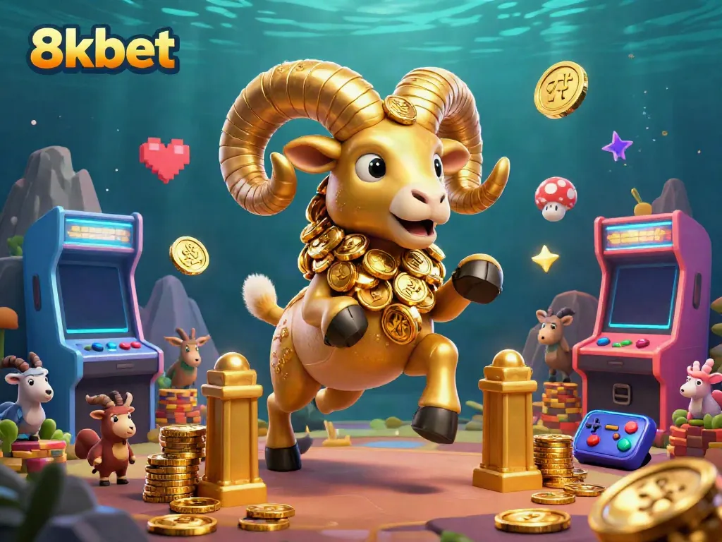 Experience thrilling gameplay with the innovative 8xbet platform, featuring a golden ram charging at a golden gate in a vibrant casino style.