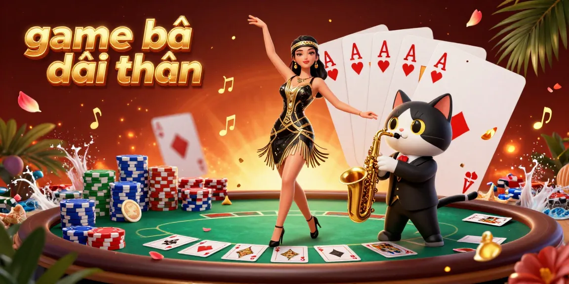 Experience the excitement of game bài đổi thưởng with a vibrant scene of poker chaos and fun.
