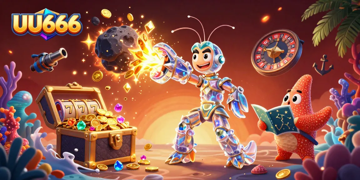Experience the excitement of UU666 with a vibrant 3D illustration showcasing dynamic casino elements.