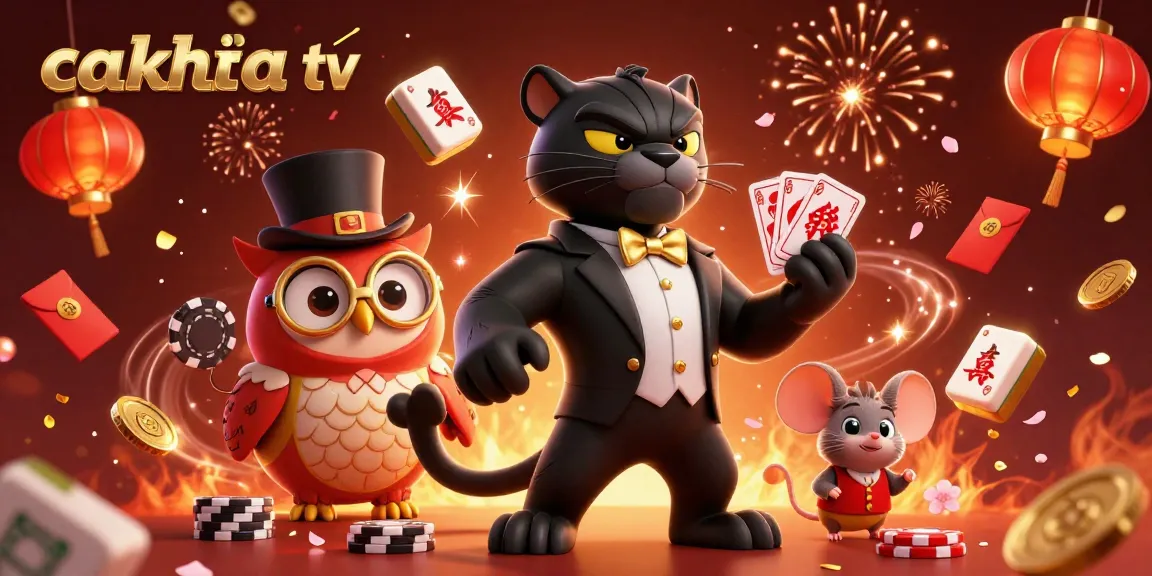 Experience cakhia tv with a vibrant 3D gaming scene featuring a panther dealer and lively casino elements.