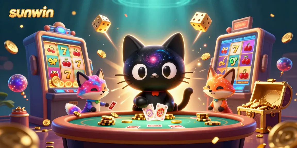 Experience thrilling gameplay at sunwin with our vibrant cosmic casino scene featuring animated characters and exciting game elements.