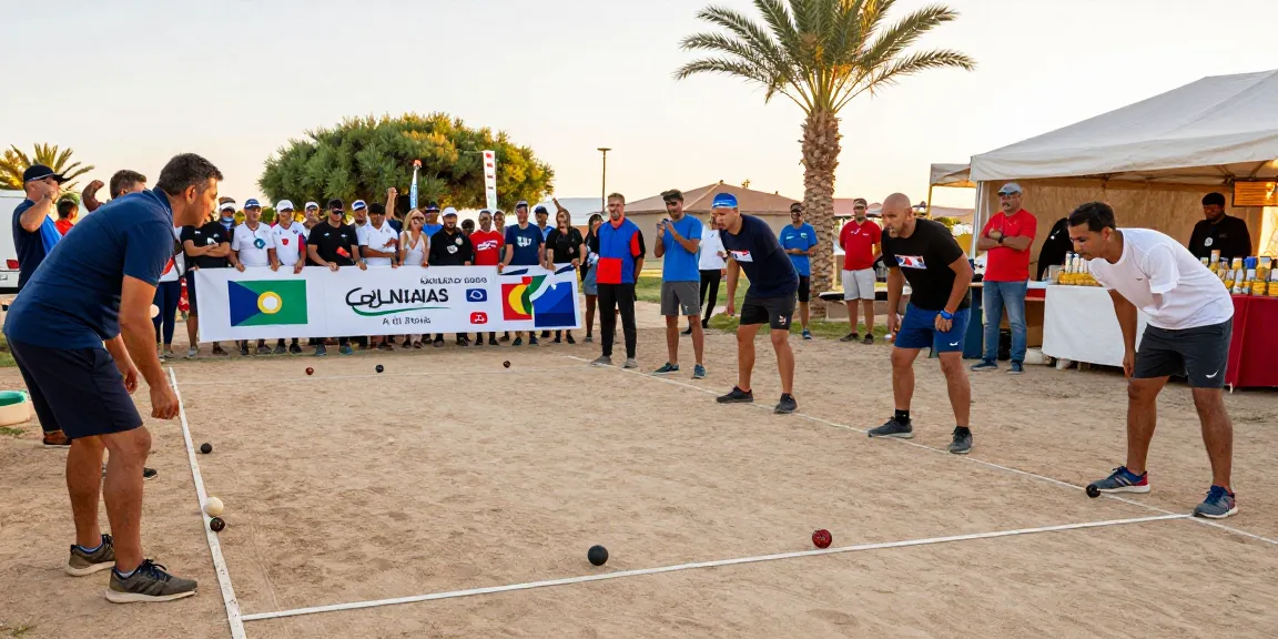Petanque competition at fopikotamakassar.org with players and vibrant crowd atmosphere