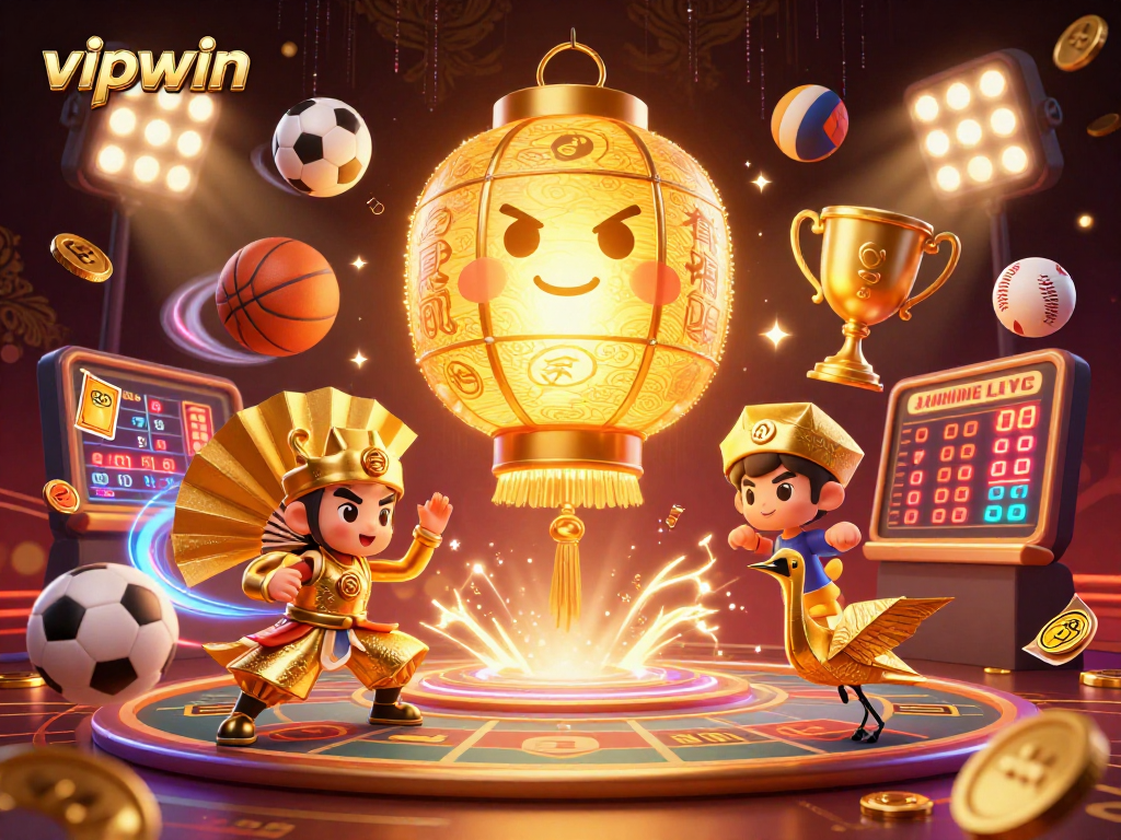 Engage with vipwin's exciting casino experience, featuring dynamic sports elements and vibrant characters.