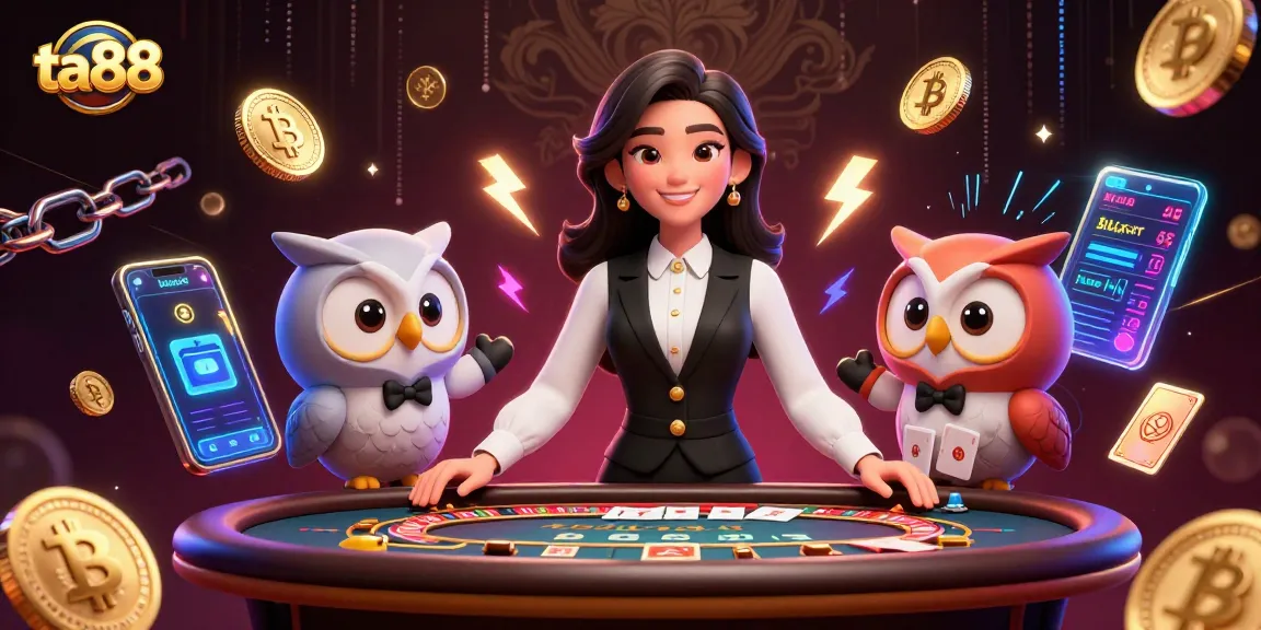 Engage in the exciting world of ta88 casino with dealers and vibrant game elements.