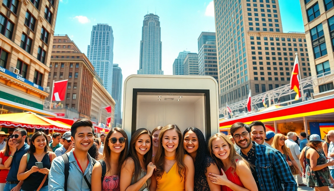 Enjoy a memorable photo booth rental chicago experience at a lively street fair.