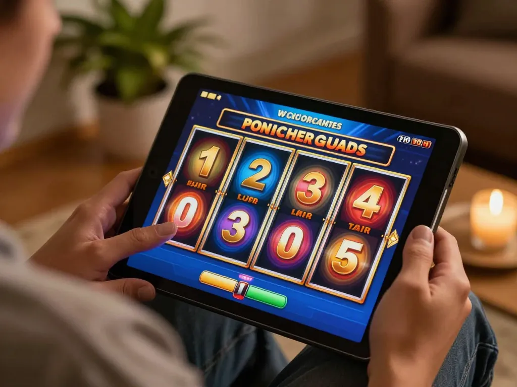 Engaging hand pressing spin button on online slots, showcasing Slot Malaysia gaming excitement.