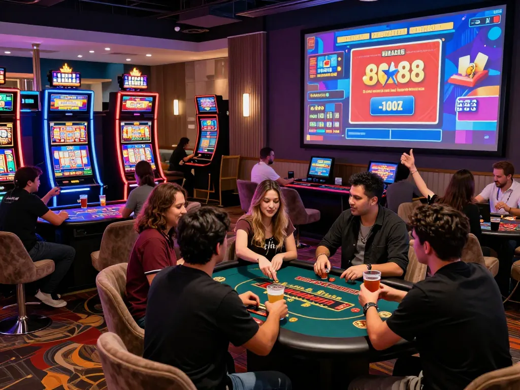 Engaging players enjoying diverse games at gem88 online casino platform, showcasing excitement and vibrant atmosphere.