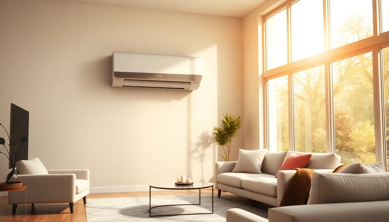 Install mini split ac for optimal cooling in a stylish living room setting.