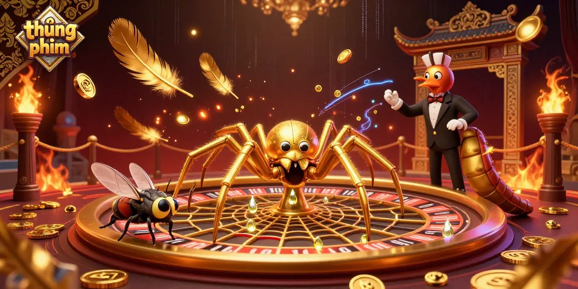 Engage in thrilling bets at thúng phim with dynamic 3D casino elements and a lively roulette scene.
