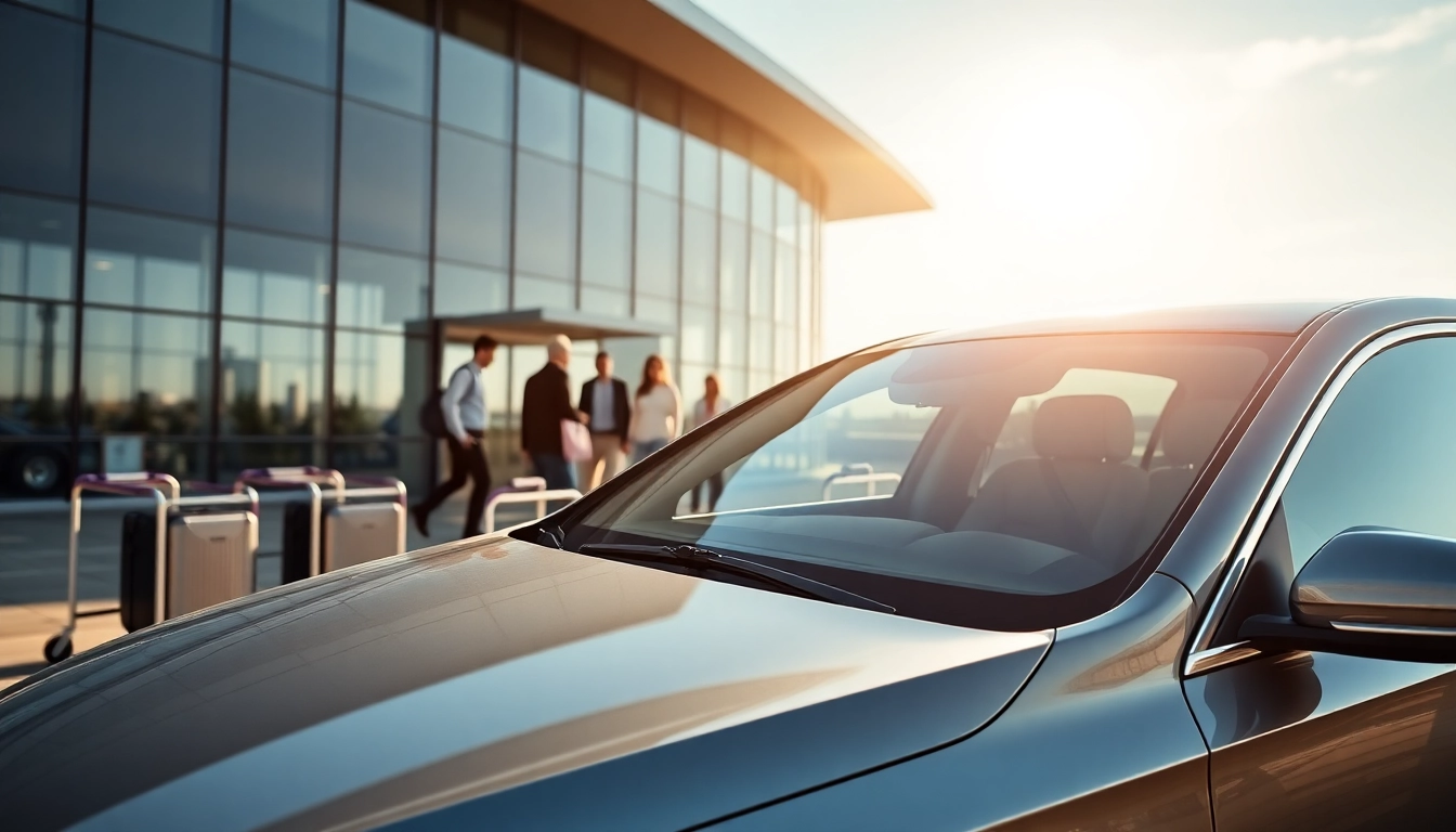 Efficient airport transfers with a modern vehicle ready for passengers at the terminal.