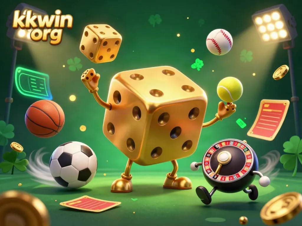 Experience thrilling moments at kkwin org with an animated golden dice golem and dynamic gaming elements.